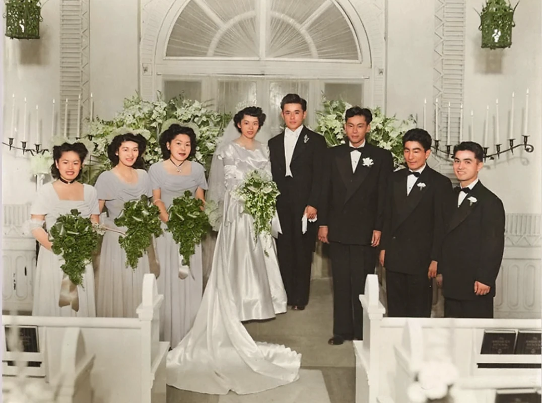 After colorization - Wedding Photo from 1940s