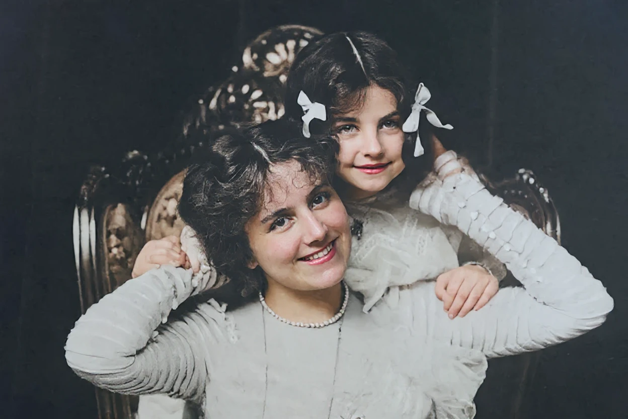 After restoration - Faded Family Portrait